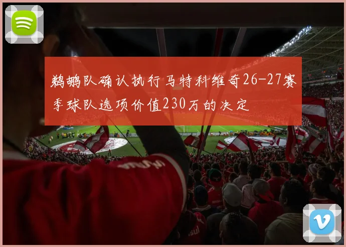 鹈鹕队确认执行马特科维奇26-27赛季球队选项价值230万的决定